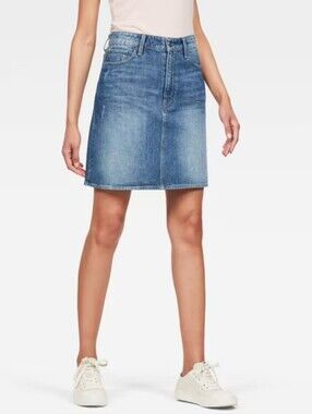 G-Star Light Blue Denim A-Line Skirt